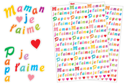 stickers papa et maman je t'aime - Gommettes Fête des parents : personnaliser vos cadeaux avec amour - 10doigts.fr