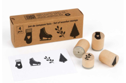 Wooden Christmas Stamps - 4 Pieces - Christmas Stencils and Stamps - 10doigts.fr