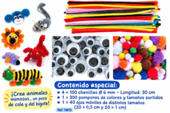 OFERTA ESPECIAL: 4 bolsas de 100 limpiapipas + 1 bolsa de 300 pompones + 1 bolsa de 40 ojos móviles - Chenilles, cure-pipe - 10doigts.fr - 2