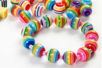Large striped round beads - approximately 50 beads - 2 - Acrylic Beads - 10doigts.com - Acrylic Beads – 10doigts.fr