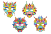 Máscaras dragón - 3 sets (12 máscaras) - Máscaras creativas para niños – 10doigts.fr