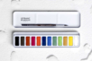 Lefranc Bourgeois study watercolour palette with 12 pans, metal box and small-gris brush - Watercolor Colors – 10doigts.fr