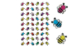 Stickers 3D brillantes "abejas" - 54 pcs - Gometas en relieve 3D para niños, manualidades y ocio creativo – 10doigts.fr