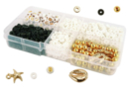 Gold, Black and White Bead Set - 1000 Beads - Metallic, Iridescent Beads - 10doigts.fr