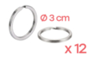 Anillos rotos Ø 3 cm - 12 piezas - Llaveros 01860 - 10doigts.fr