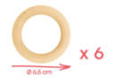 Natural Wooden Rings Ø 6.5 cm - 6 pieces - Wooden Accessories - 10doigts.fr
