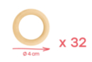 Wooden Rings Ø 4 cm - 32 pieces - Wood Beads 38273 - 10doigts.fr