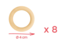 Wooden Rings Ø 4 cm - 8 pieces - Wood Beads - 10doigts.fr