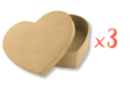 Caja corazón 13 x 10 cm - H : 3,5 cm - Lote de 3 - Cajas y cestas de cartón 11997 - 10doigts.fr
