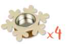Snowflake Candle Holder - Set of 4 - Wood Candle Holders 13265 - 10doigts.fr