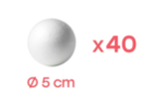 Bolas de poliestireno Ø 5 cm - 40 piezas - Bolas de poliestireno 12681 - 10doigts.fr