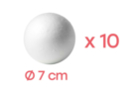 Bolas de poliestireno Ø 7 cm - 10 piezas - Bolas de poliestireno - 10doigts.fr
