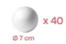 Bolas de poliestireno Ø 7 cm - 40 piezas - Bolas de poliestireno 12682 - 10doigts.fr