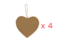 Corazones de cartón kraft grueso - 4 corazones - Guirnaldas y colgantes de Navidad 58799 - 10doigts.fr