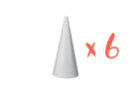 Conos de poliestireno 20 x 9 cm - 6 piezas - Figuras de poliestireno para decorar - 10doigts.fr