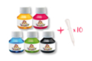 Tinta para dibujar, 60 ml - 5 colores + REGALO de 10 pipetas cuentagotas - Tintes líquidos - 10doigts.fr