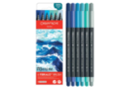 Fibralo Brush Markers - 6 "Marine" Colours - Brush markers: precision and flexibility for drawing 60217 - 10doigts.fr