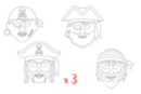Pirate Masks - Set of 3 Packs of 4 - Creative Masks for Kids 12807 - 10doigts.fr
