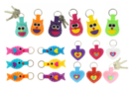 Maxi pack of 18 felt keychains (6 hearts + 6 owls + 6 fish) - Felt Kits 58079 - 10doigts.fr