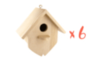 Wooden Birdhouse to Hang 15 cm - 6 Pieces - Wooden Birdhouses and Feeders 32224 - 10doigts.fr