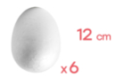 Huevo de poliestireno 12 x 9 cm - 6 piezas - Huevos de Pascua creativo 13224 - 10doigts.fr