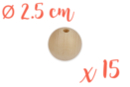 Abalorios madera 2,5 cm / Ø agujero 6 mm - 15 abalorios - Abalorios Madera 16859 - 10doigts.fr