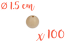 Perlas de madera 1,5 cm / Ø agujero 3,5 mm - 100 perlas - Abalorios Madera 03828 - 10doigts.fr