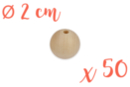 Abalorios madera 2 cm / Ø agujero 3,5 mm - 50 abalorios - Abalorios Madera 03827 - 10doigts.fr