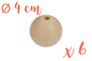 Abalorios madera 4 cm / Ø agujero 7 mm - 6 abalorios - Abalorios Madera 35011 - 10doigts.fr