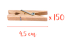 Pinzas a linge 4,5 cm - 150 piezas (3 lotes de 50 pcs) - Pinzas de madera 05863 - 10doigts.fr