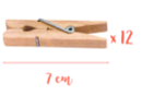 7 cm Clothespins - 12 pieces - Wooden Clothespins - 10doigts.fr