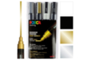 Estuche de 4 marcadores Posca puntas medias - negro, blanco, oro, plata - Marcadores POSCA - 10doigts.fr