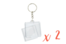 Square keychains (4 x 4 cm) - 2 pieces - Transparent Plastic - 10doigts.fr