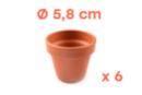 Macetas de terracota Ø 5,8 cm - Altura 5 cm - 6 macetas - Soportes de cerámica para decorar - 10doigts.fr