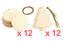 Abetos (x 12) + Bolas (x 12) de madera para decorar - 24 piezas - Decoraciones de Navidad de madera 56504 - 10doigts.fr