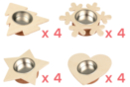 Star, Fir, Heart, and Snowflake Candle Holders - Set of 16 - Wood Candle Holders 13342 - 10doigts.fr