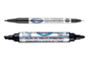 Set de 2 marqueurs permanents noirs double pointe (fines et larges) - Permanent Markers 59371 - 10doigts.fr