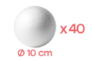 Bolas de poliestireno Ø 10 cm -  40 piezas - Bolas de poliestireno 12822 - 10doigts.fr
