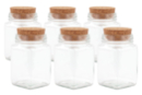 Glass jars with cork lid, 250 ml - 6 pieces - Glass Supports 57376 - 10doigts.fr