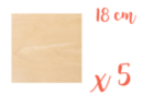 Wooden support 18 x 18 cm (Thickness: 3 mm) - 5 pieces - Wooden Shapes 18616 - 10doigts.fr