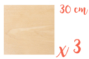 Wooden Square Support 30 x 30 cm - 3 Pieces - Wooden Shapes 18619 - 10doigts.fr