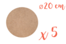 Round Flat Support in MDF Ø 20 cm, Ep. 6 mm - 5 pieces - Mosaic Supports 07671 - 10doigts.fr