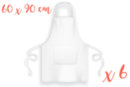 Delantales blancos, tamaño adulto (90 x 60 cm) - 6 piezas - Algodón, lino - Textiles 08299 - 10doigts.fr