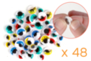 Colored adhesive wiggle eyes Ø 5 mm and 10 mm - 48 eyes - Googly Eyes - 10doigts.fr