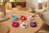 Kit llavero corazones fieltro - 6 unidades - Kits Mercería - 10doigts.fr