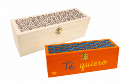 Caja de té con tapa calada 30 cm - Boîtes en bois à décorer - 10doigts.fr