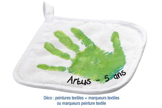 White Cotton Oven Glove with Quilted Stitching - 4 - Cotton, Linen - Textiles - 10doigts.com - Coton, lin - Textiles - 10doigts.fr