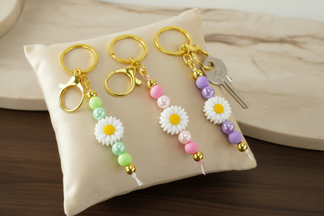 Kit 3 llaveros flor - 3 unidades - Kits Bijoux - 10doigts.fr