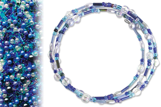 Kit pulseras farandole de perlas en camaïeu de azules - Bracelets - 10doigts.fr