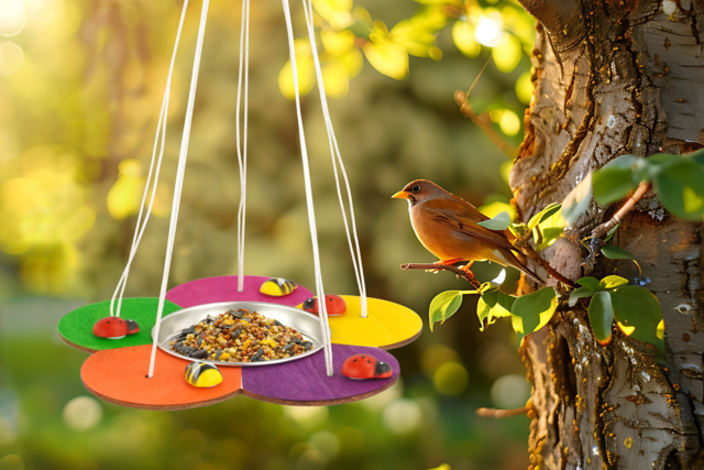 Wooden Flower Feeder - 1 - Wooden Birdhouses and Feeders - 10doigts.com - Nichoirs, mangeoires et refuges en bois à décorer - 10doigts.fr